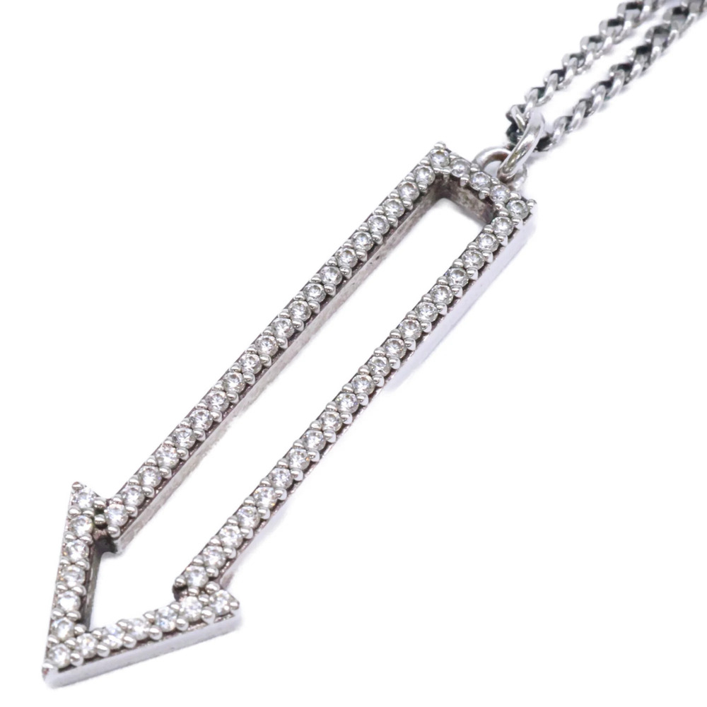 CELINE Crystal Arrow Long Chain Necklace, Silver, for Women